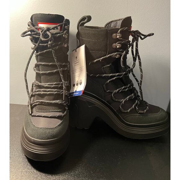 NWT Hunter Womens Discoverer Mid Lace-UP Leather Heel Boot - Picture 2 of 14